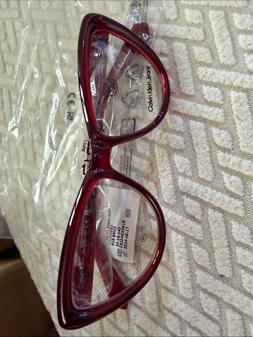 Calvin Klein Jeans Women's Glossy Burgundy Optical Glasses - Picture 8 of 8